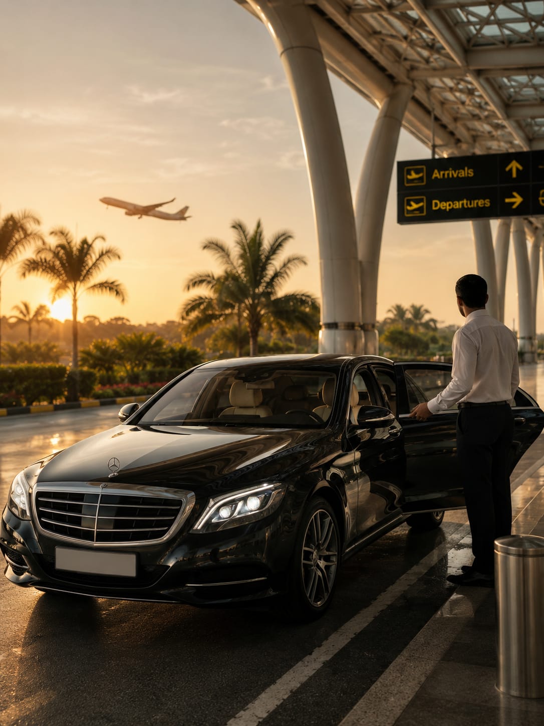 Luxury sedan on a coastal road